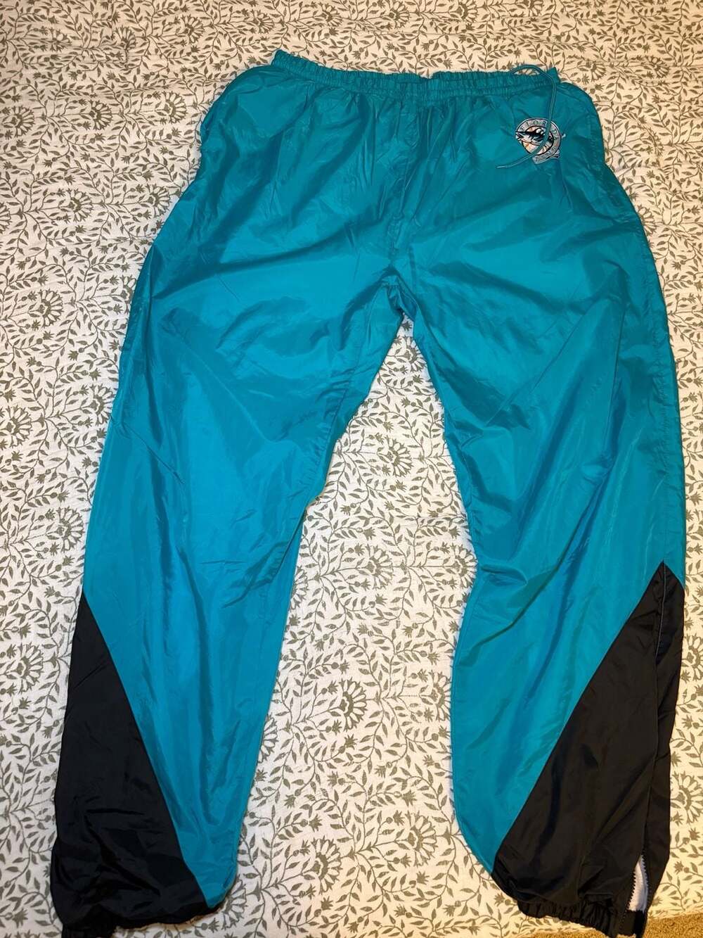 Vintage 90s Florida Marlins MLB Competitor Nylon Track Pants Teal Black X-Large